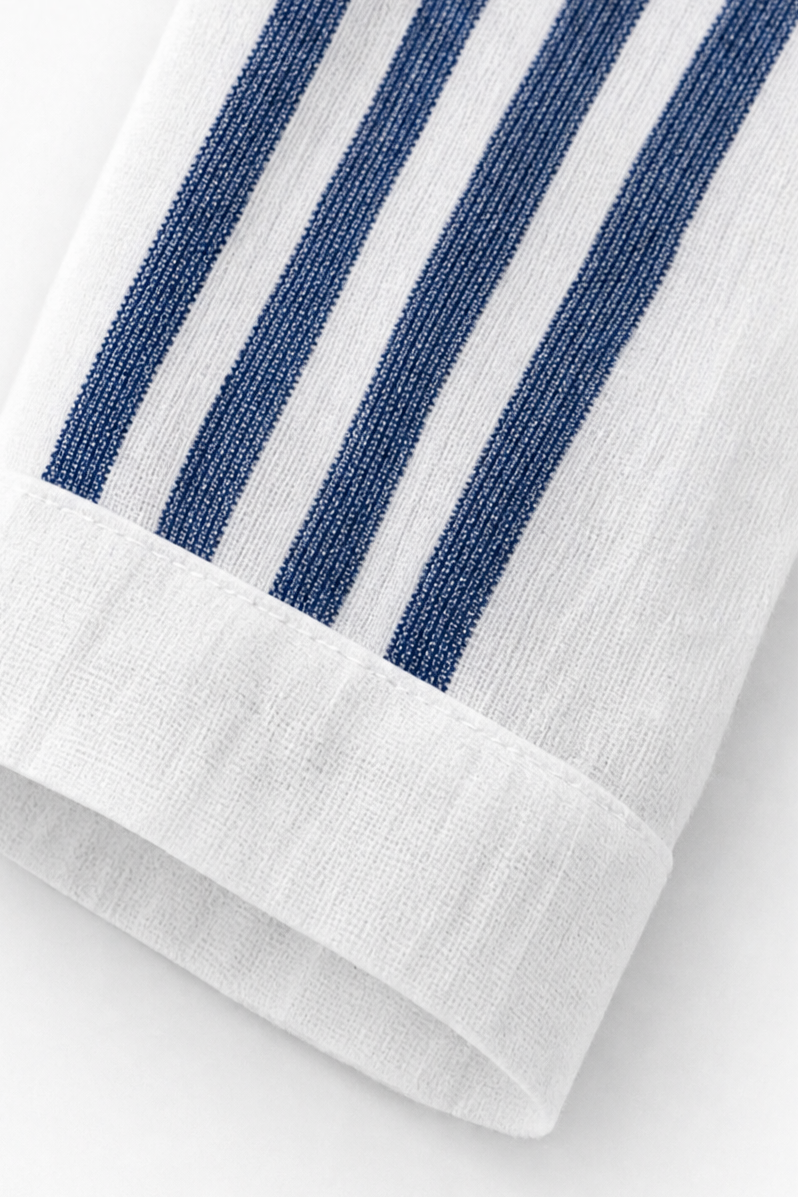 Wearbella – Striped V-Neck 3/4-Sleeve Blouse