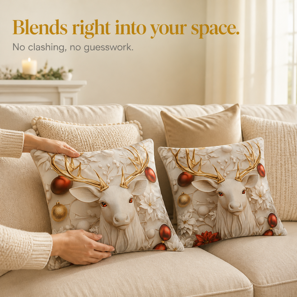 Hearthglow – Textured Linen Christmas Pillow Cover