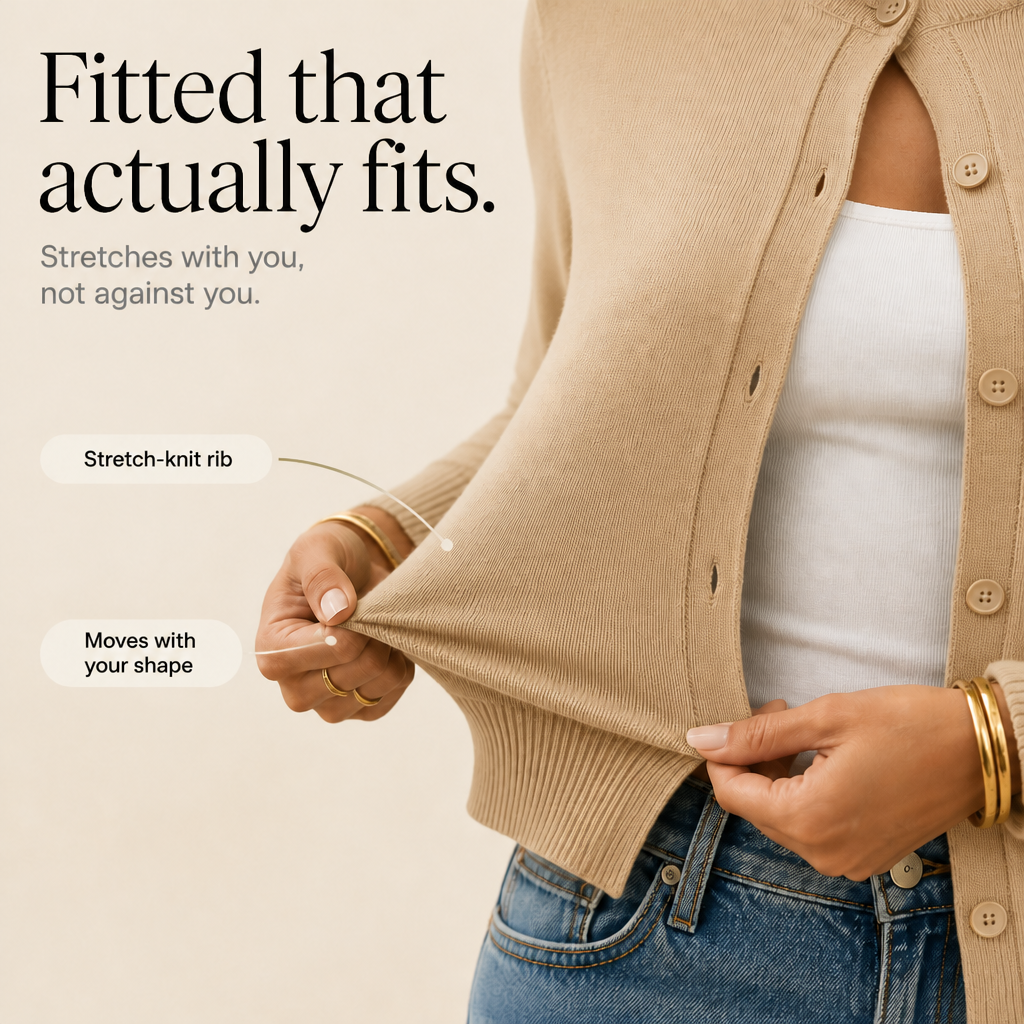 Buttonly – Fitted Ribbed Crop Button-Front Cardigan