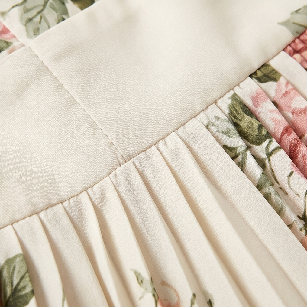 Florelle™ - Square-Neck Floral Pleated Maxi Dress