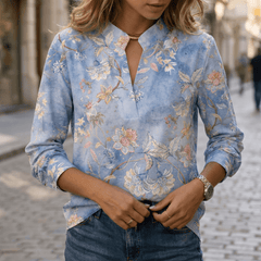 Florenza™ – Watercolor Floral V-Neck Blouse