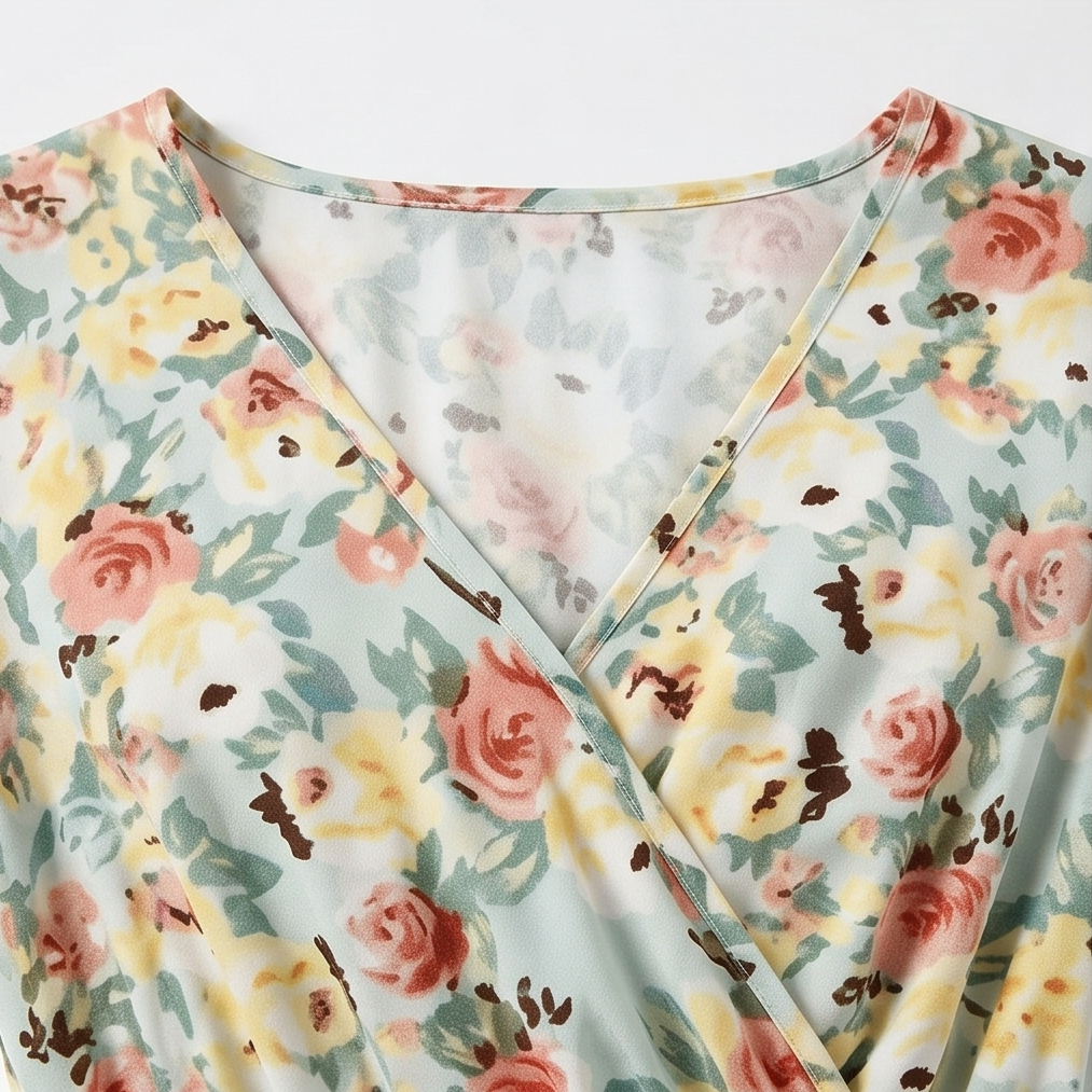 Florenza™ – Floral V-Neck Smocked Waist Midi Dress