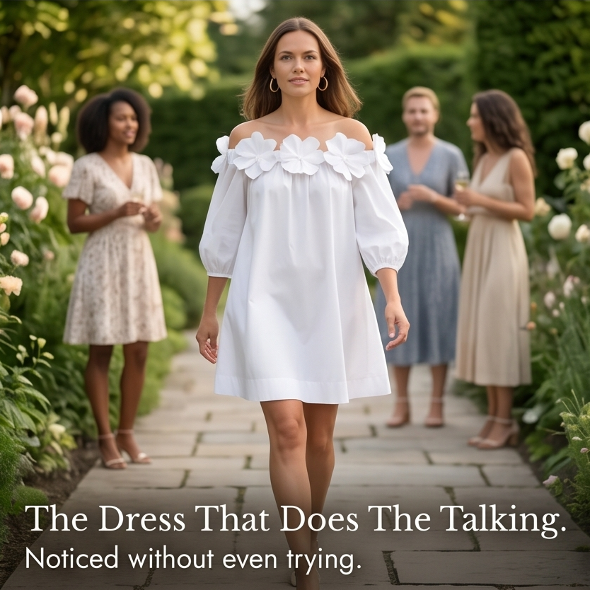 Florenza™ – Sculpted Rose Off-Shoulder Dress