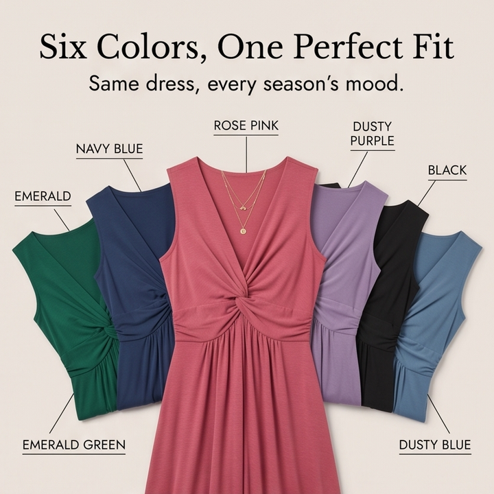 Florenza™ – Twist-Front V-Neck Midi Dress