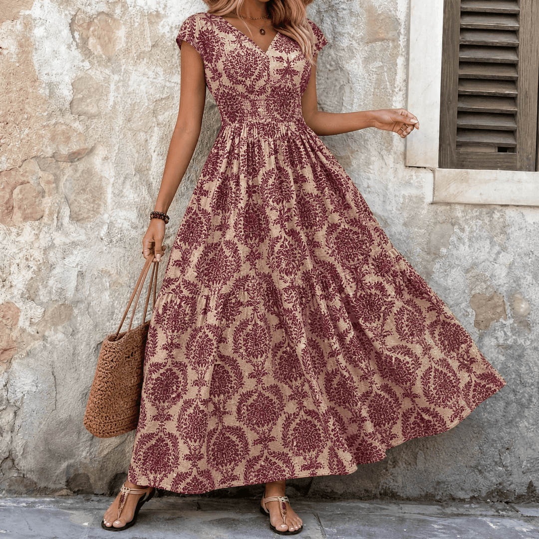 Florenza – Women's Smocked Floral Maxi Dress – Lark & Clover
