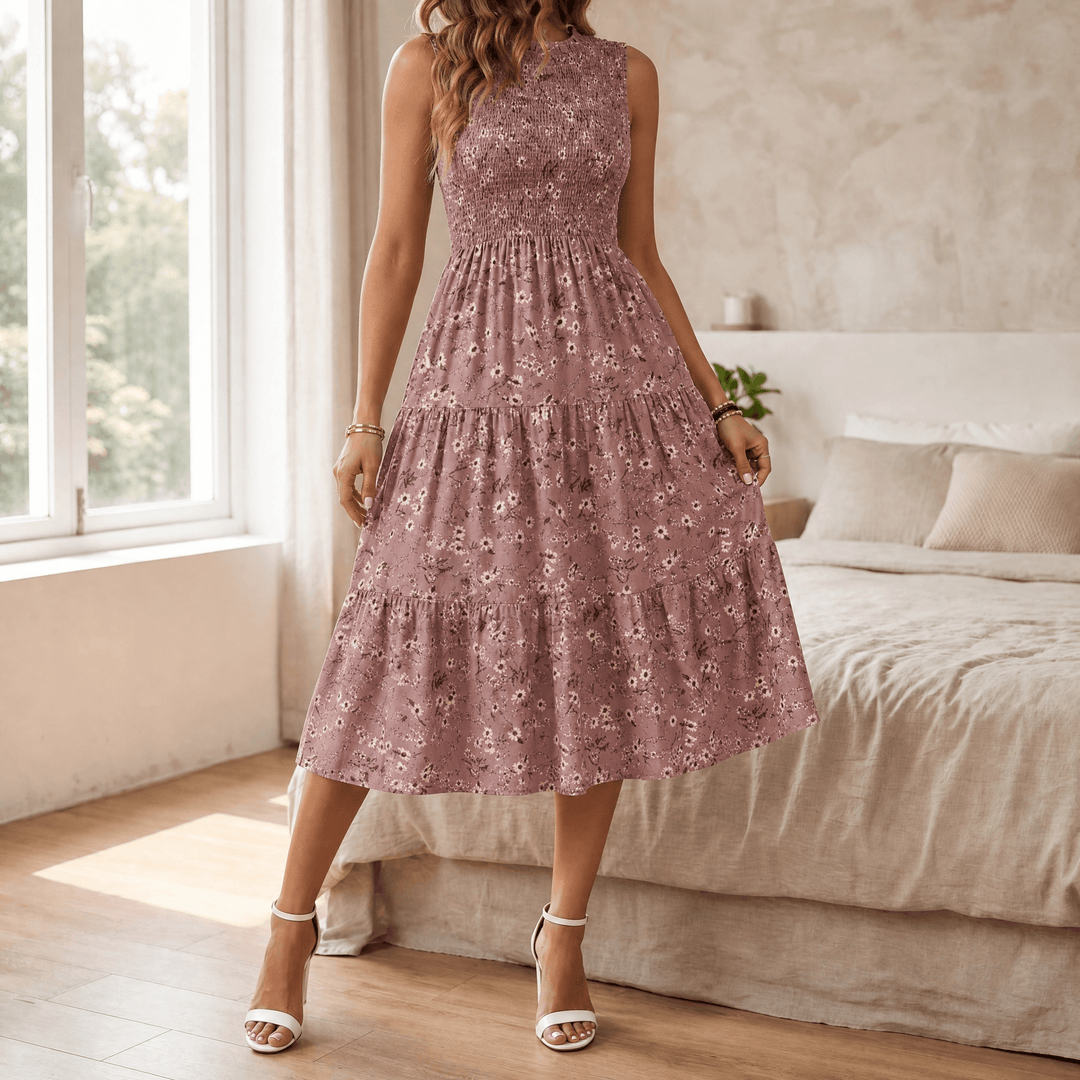 Florenza – Women's Smocked Floral Midi Dress