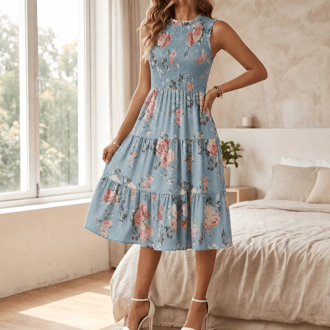 Florenza – Women's Smocked Floral Midi Dress – Lark & Clover