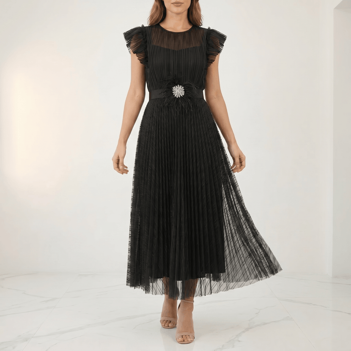 Floressa™ Elegant Flutter Sleeve Midi Dress