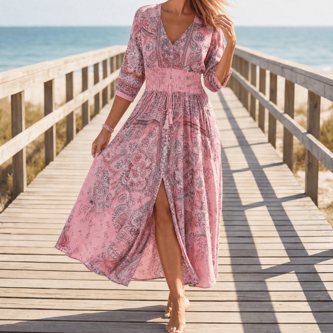 Floressa – Flowy Floral V Neck Maxi Dress
