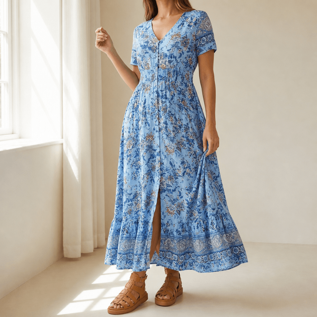 Floressa™ – Lightweight Floral Maxi Dress for Every Occasion Blue / S