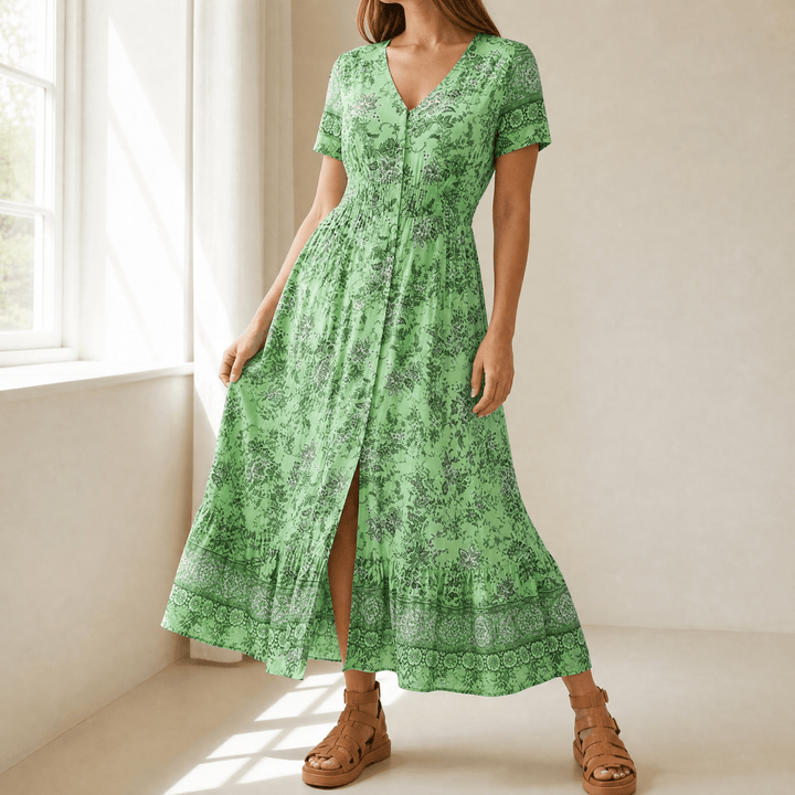 Floressa™ – Lightweight Floral Maxi Dress for Every Occasion Green / S