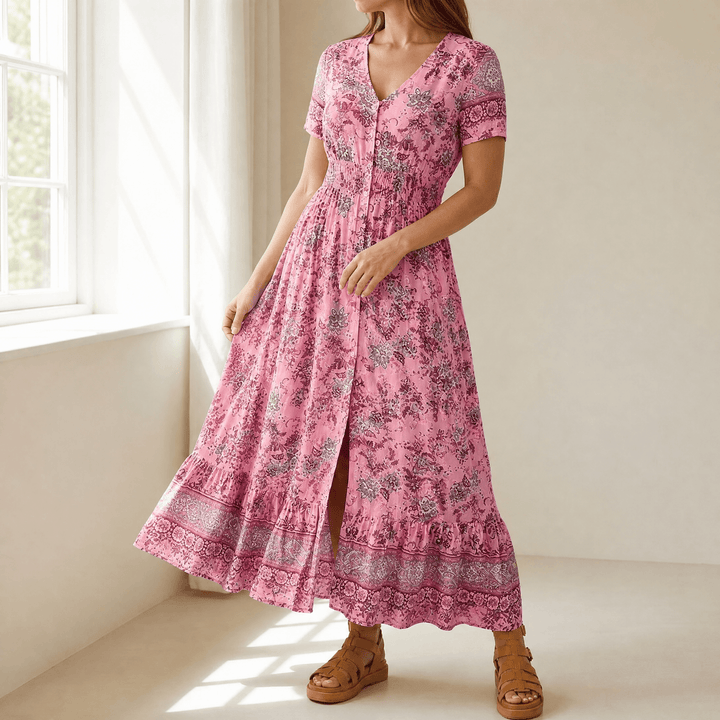 Floressa™ – Lightweight Floral Maxi Dress for Every Occasion Pink / S