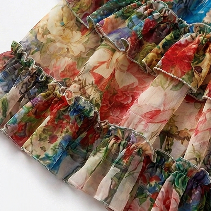 Floressa™ – Tiered Floral Maxi Dress with Lantern Sleeves