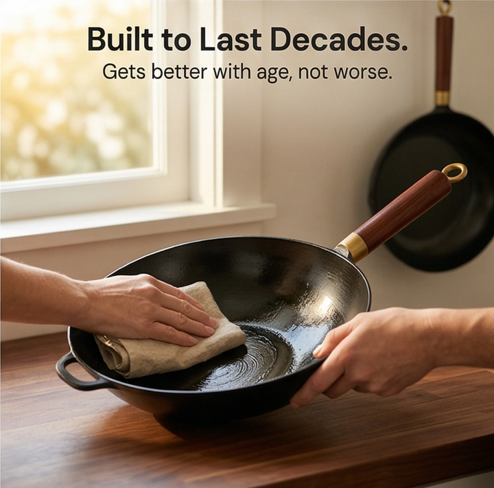 Forgehome™ – Deep Belly Cast Iron Wok with Lid