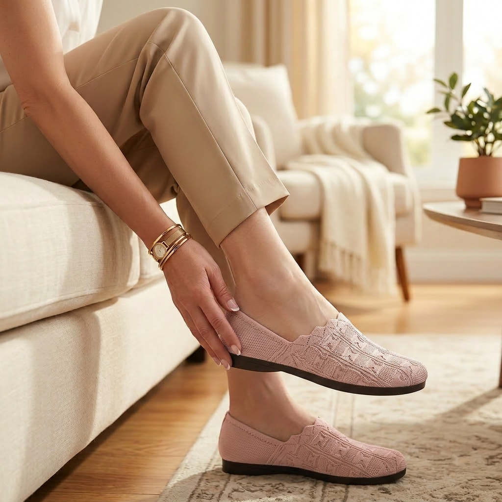 Soflyn™ – Breathable Woven Slip-On Flats for All-Day Comfort