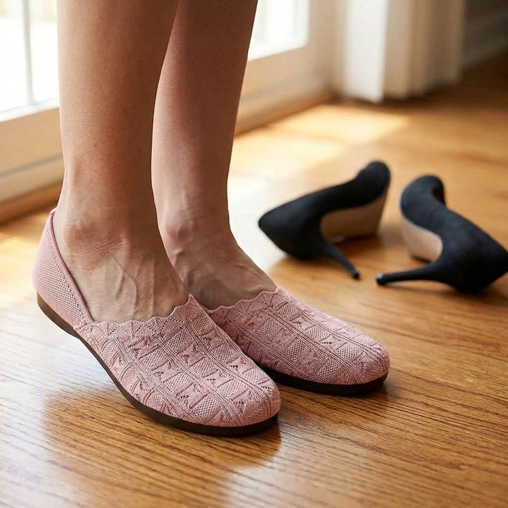 Soflyn™ – Breathable Woven Slip-On Flats for All-Day Comfort