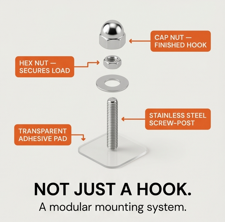 Gripstay™ – Heavy Duty Invisible Adhesive Wall Hooks