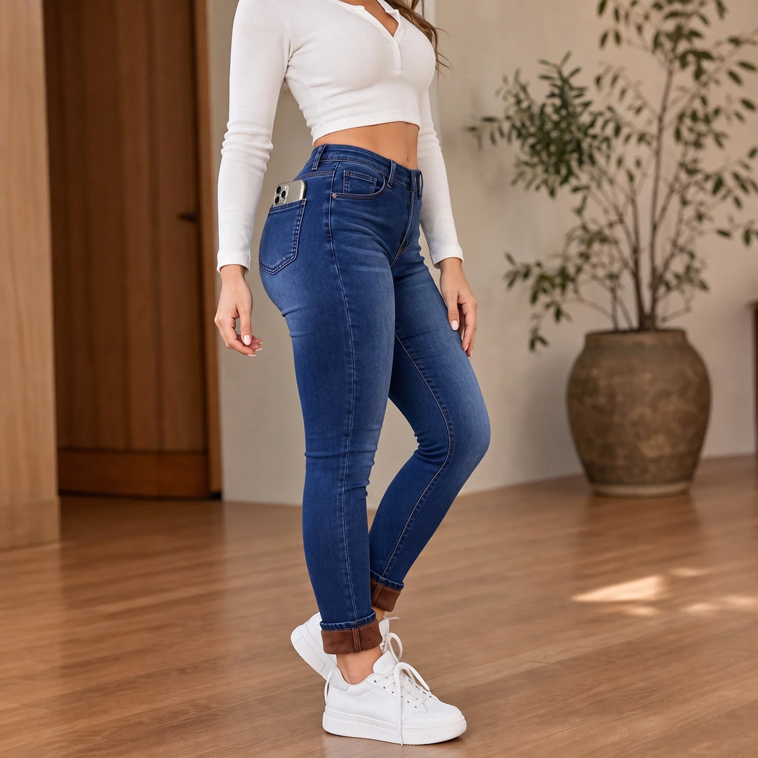 Veluna – Plush-Lined Stretch Skinny Jeans