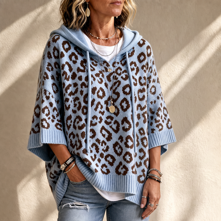 Leopard Lane – Oversized Leopard Knit Hooded Sweater