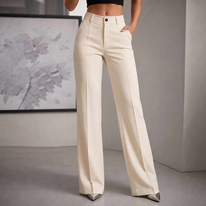 Veloura – High-Waisted Pleated Stretch Trousers