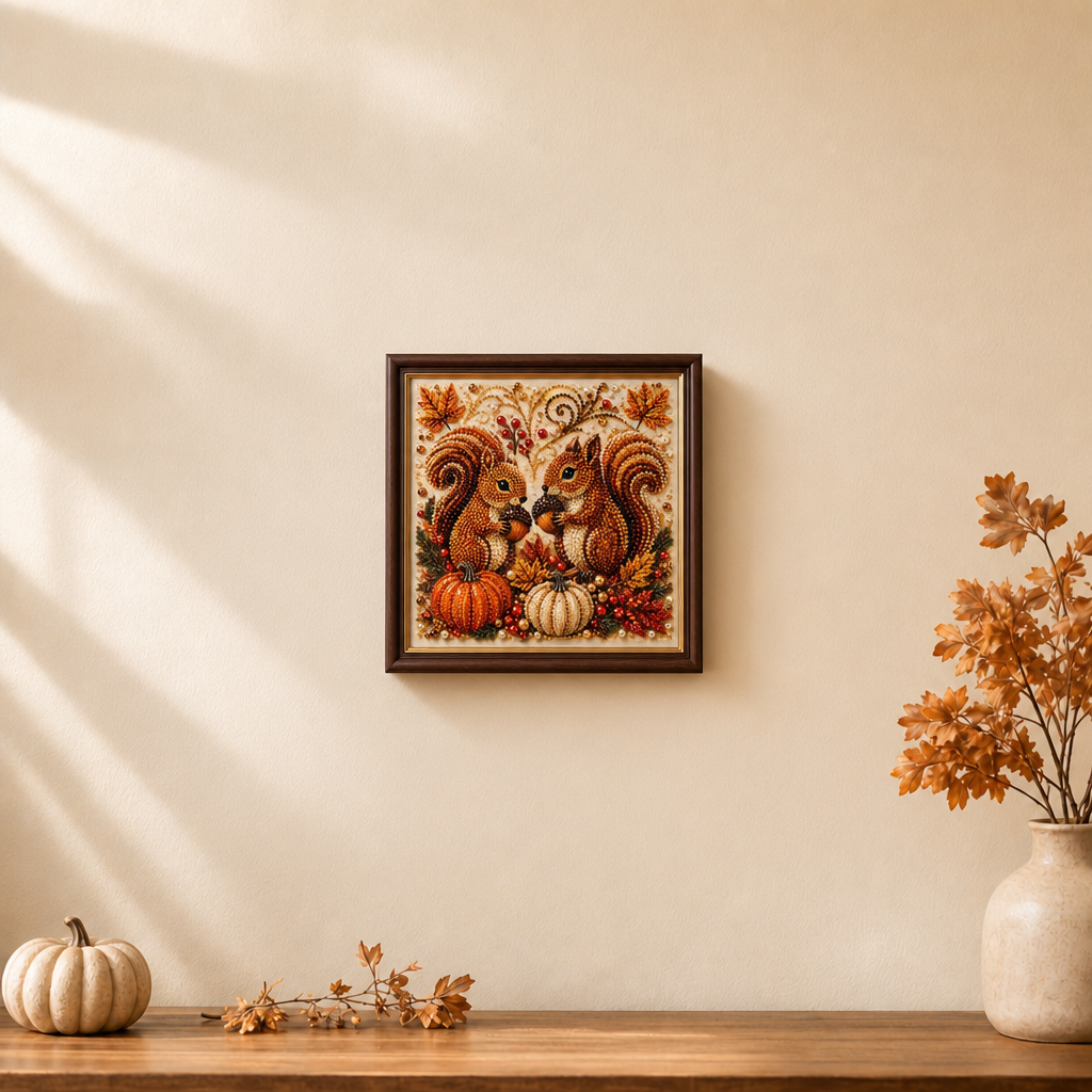 Duskbead – Pearl-Look Bead Pumpkin & Squirrel Diamond Art Kit