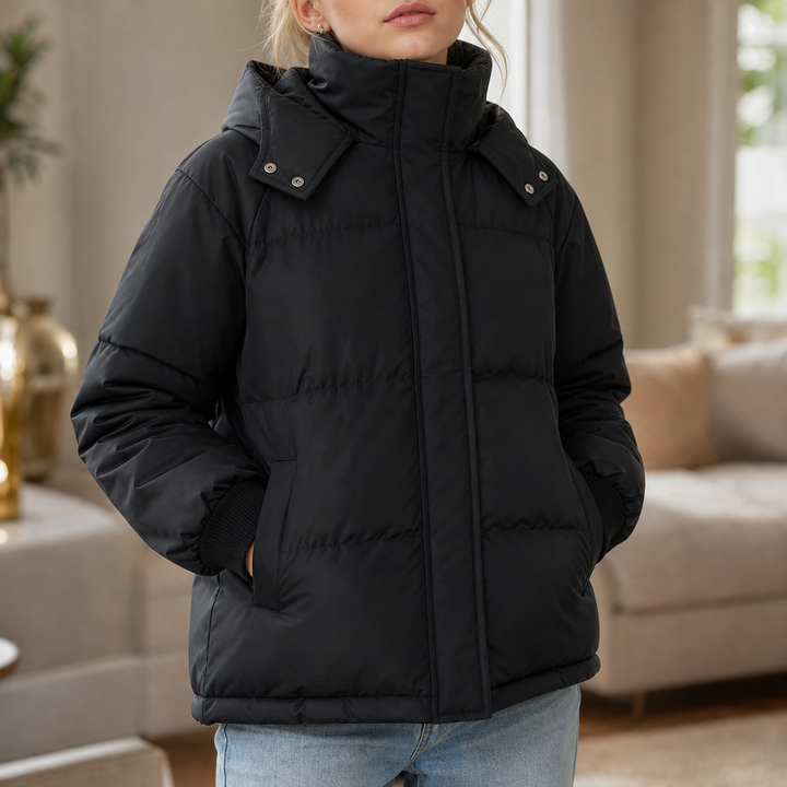 Veluna – Cropped Hooded Puffer Jacket