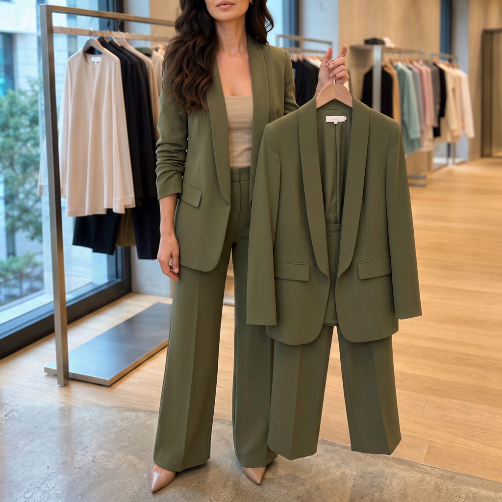 Marlowe Set – Shawl-Collar Blazer And Wide-Leg Pants Set