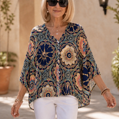 Wanderloom – V-Neck Blouse With A Drape That Skims, Not Clings