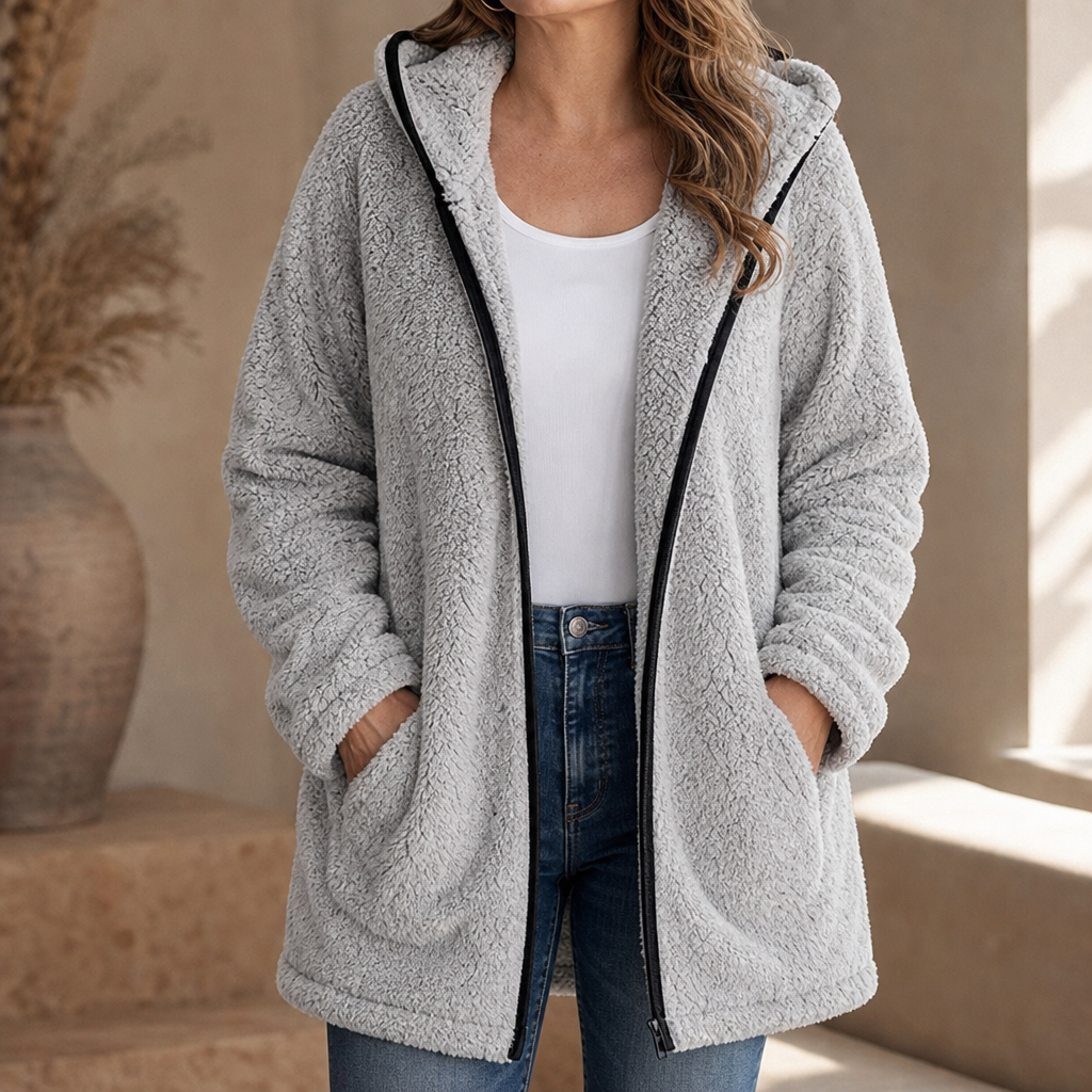 Cozyelle – Plush Hooded Cardigan