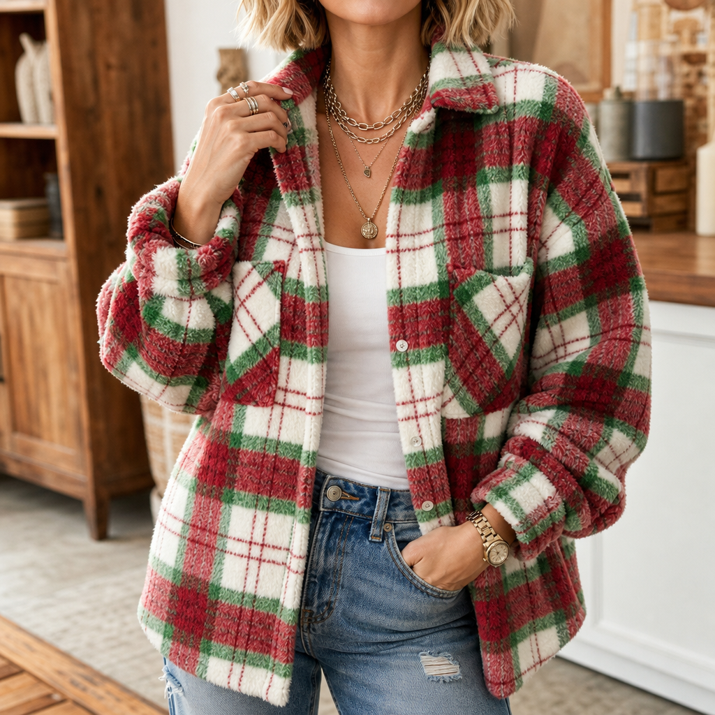 Coziveigh – Oversized Fleece Plaid Shacket