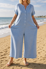 Wearbella – Loose-Fit Wide-Leg Pocketed Jumpsuit
