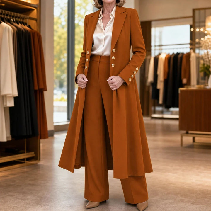 Elowen – Double-Breasted Longline Coat And Trouser Suit