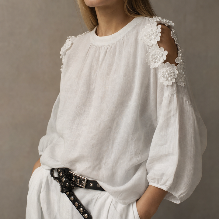 Florenza – 3D Floral Cold-Shoulder Blouse