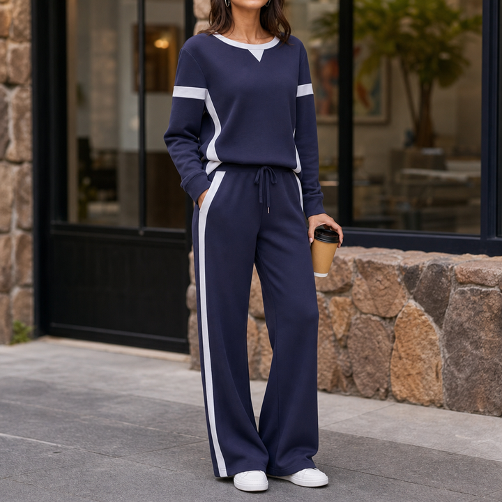 Lunessa – Contrast Stripe Wide-Leg Lounge Set