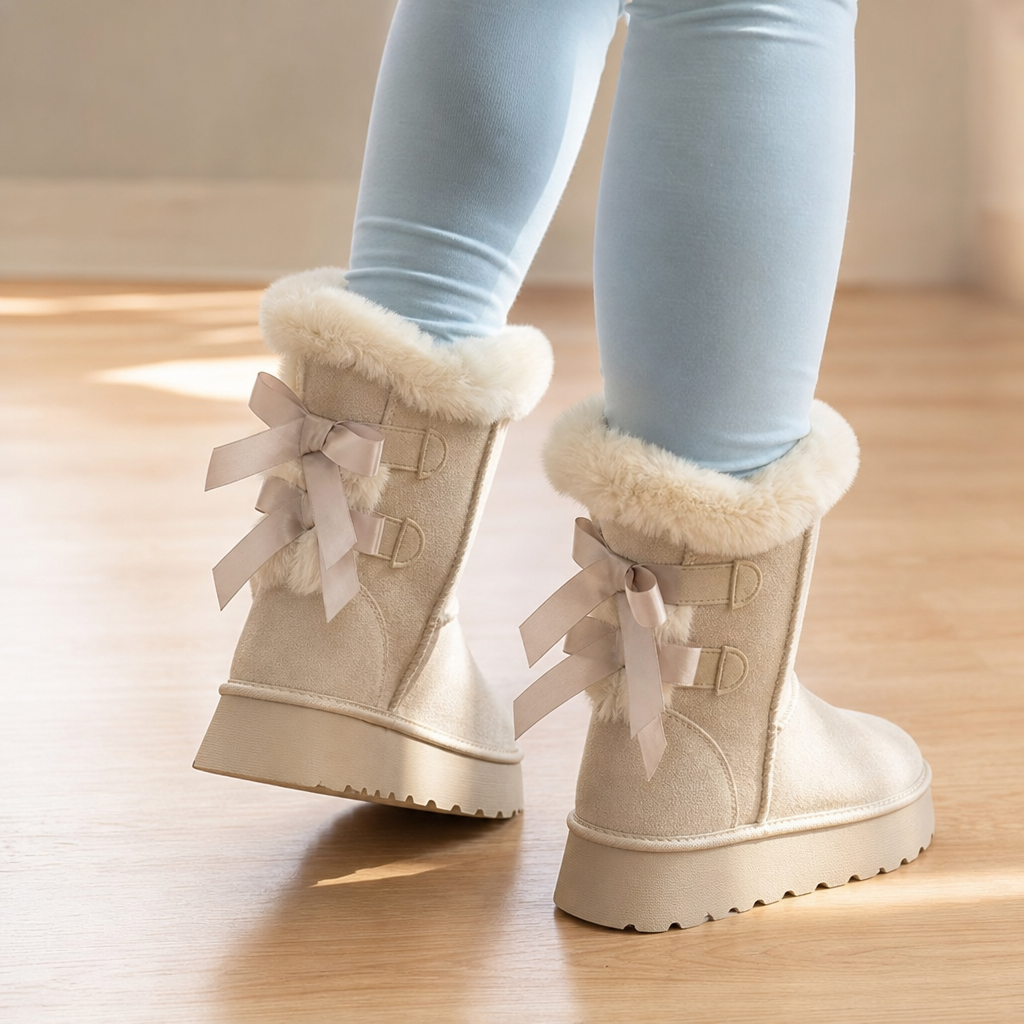 Bowelle – Plush-Lined Platform Bow Winter Boots