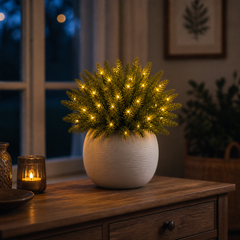 Duskglow – Lit Pine Branches That Spread Warmth, Not Clumps