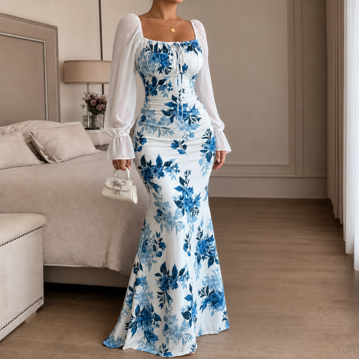 Wearbella – Floral Tie-Front Mermaid Maxi Dress