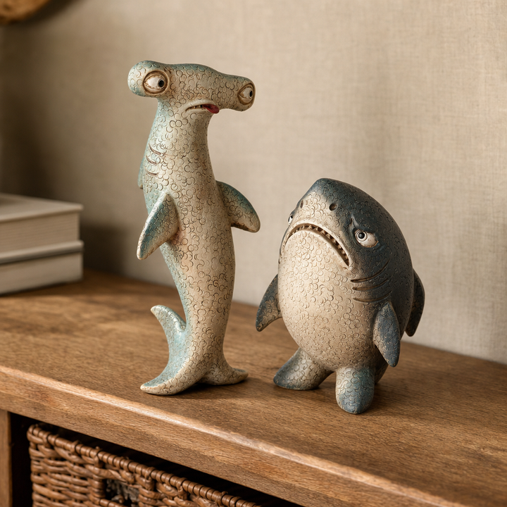 Grumplin – Weathered Coastal Shark Duo Figurine Set