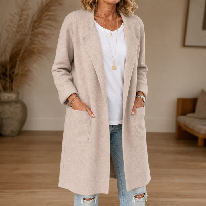 Wrapelle – Open-Front Longline Knit Cardigan Coat