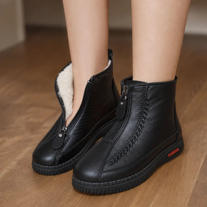 Frostella – Plush-Lined Zip-Up Ankle Boots