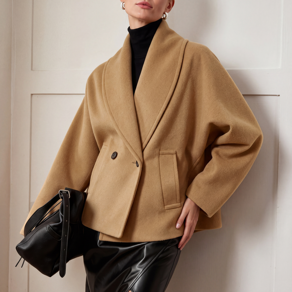 Velaire – Cropped Double-Breasted Batwing Coat