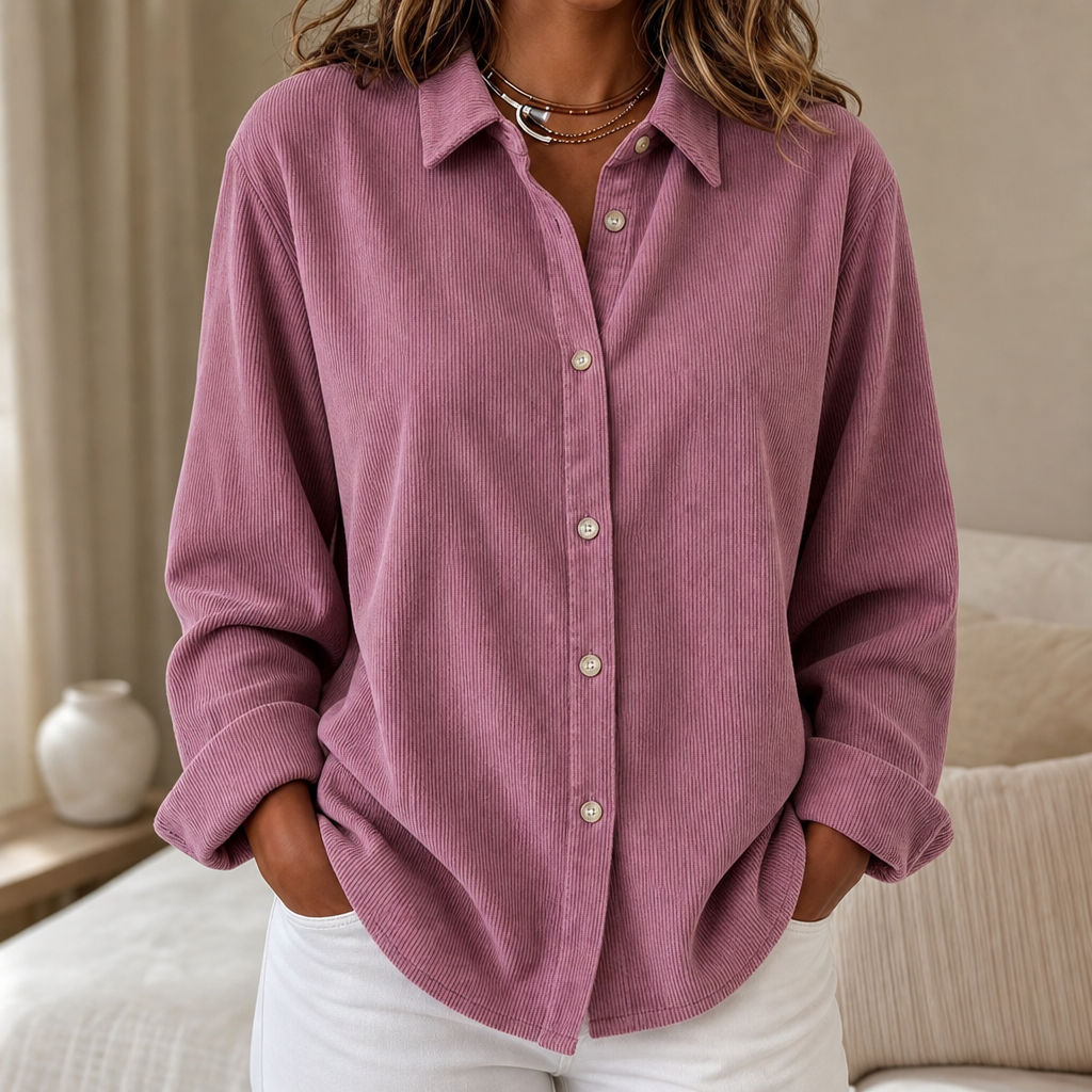 Cordelle – Oversized Corduroy-Look Button-Up Shirt