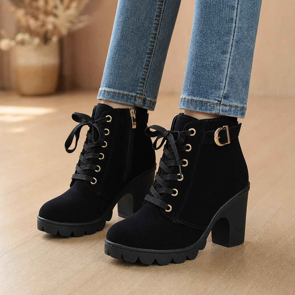 Steadē – Platform Sole Chunky Block Heel Ankle Boots