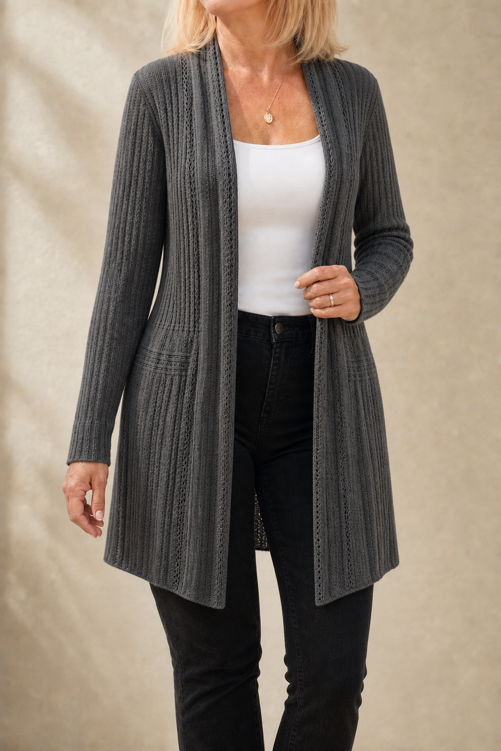Wearbella – Open-Front Waterfall Knit Cardigan