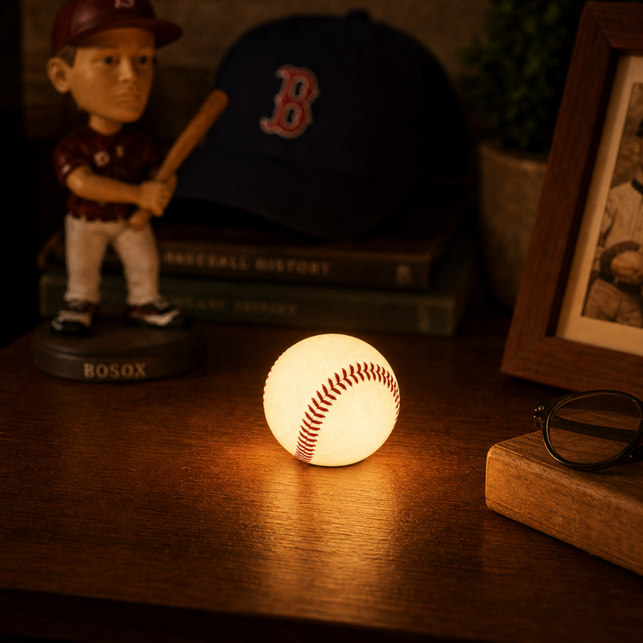 Home Plate Glow – Baseball Stitching-Look Night Light