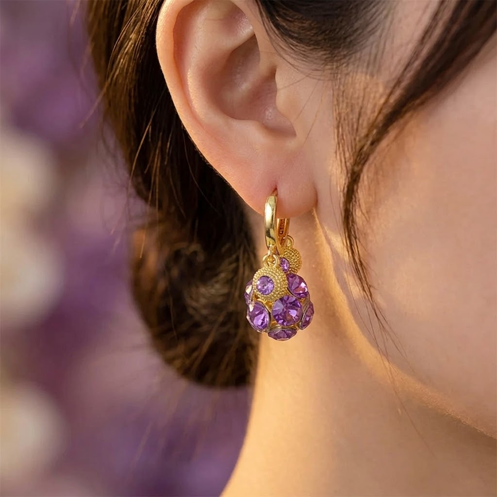 Violetta™ Romantic Amethyst Crystal Earrings for Her