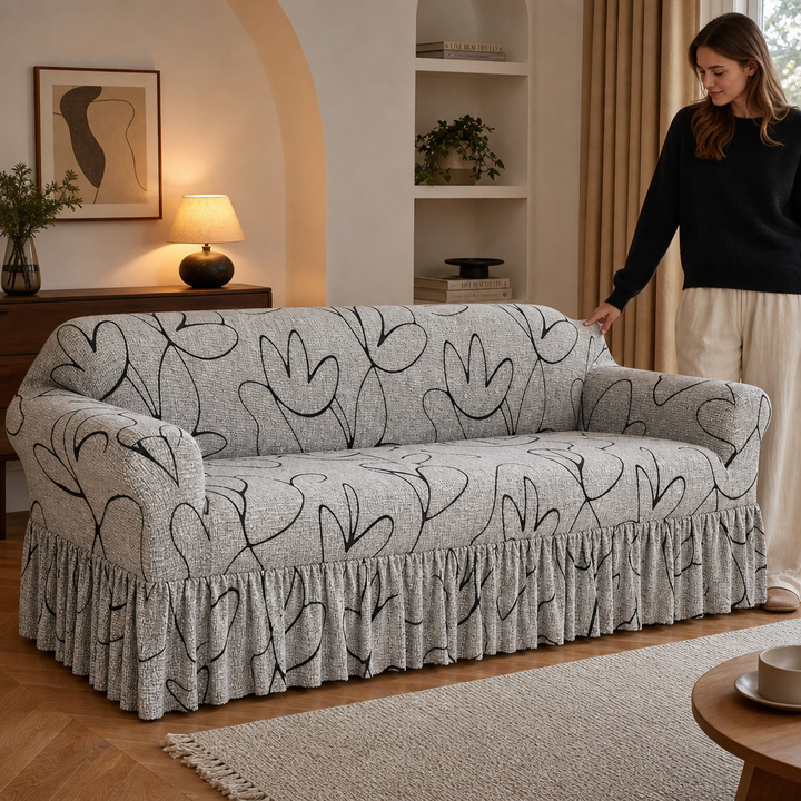 Hemvale – Ruffled Hem Stretch Sofa Cover