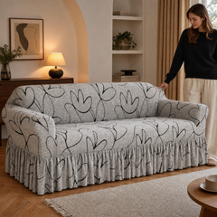 Hemvale – Ruffled Hem Stretch Sofa Cover