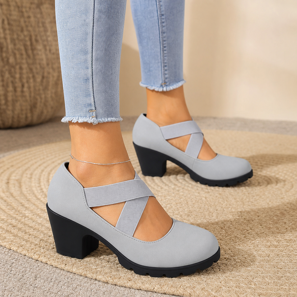 Flexara – Elastic Crisscross Platform Mary Jane Heels