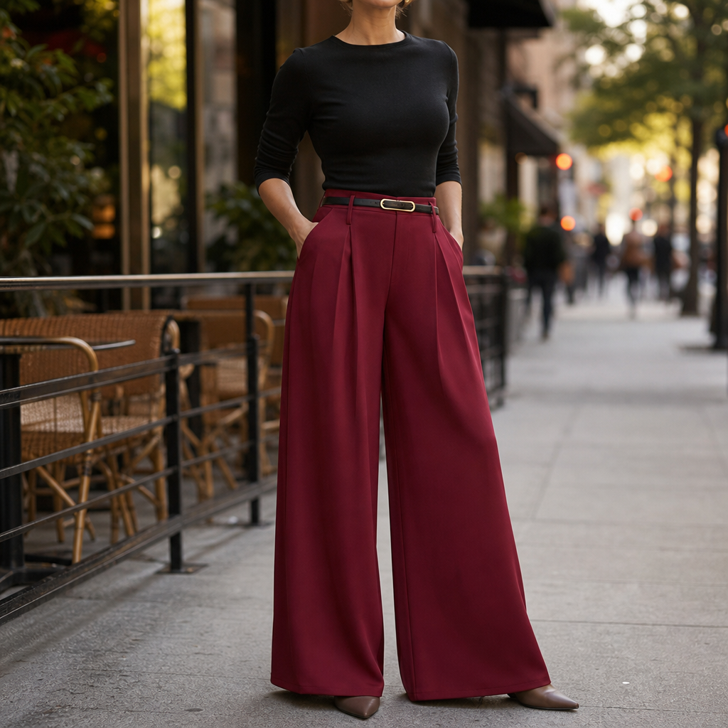 Lunetta – High-Waisted Pleated Wide-Leg Trousers